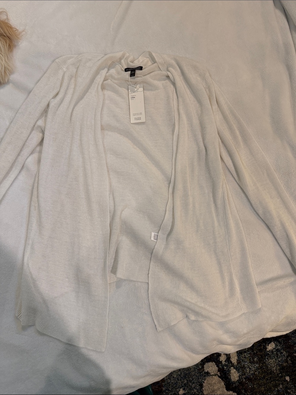 Eileen Fisher Light Ivory Open-Front Cardigan